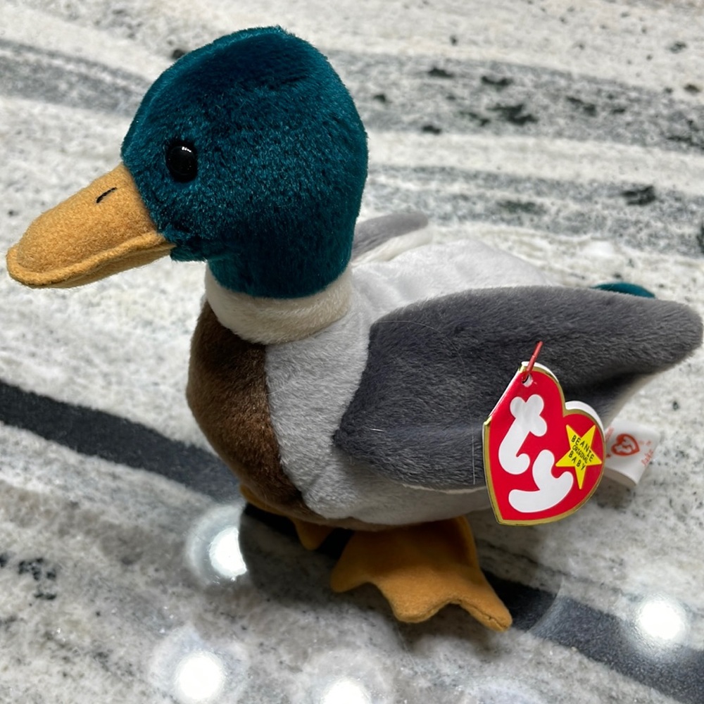 RARE Factory Stamp Jake The Duck ty Beanie Baby.